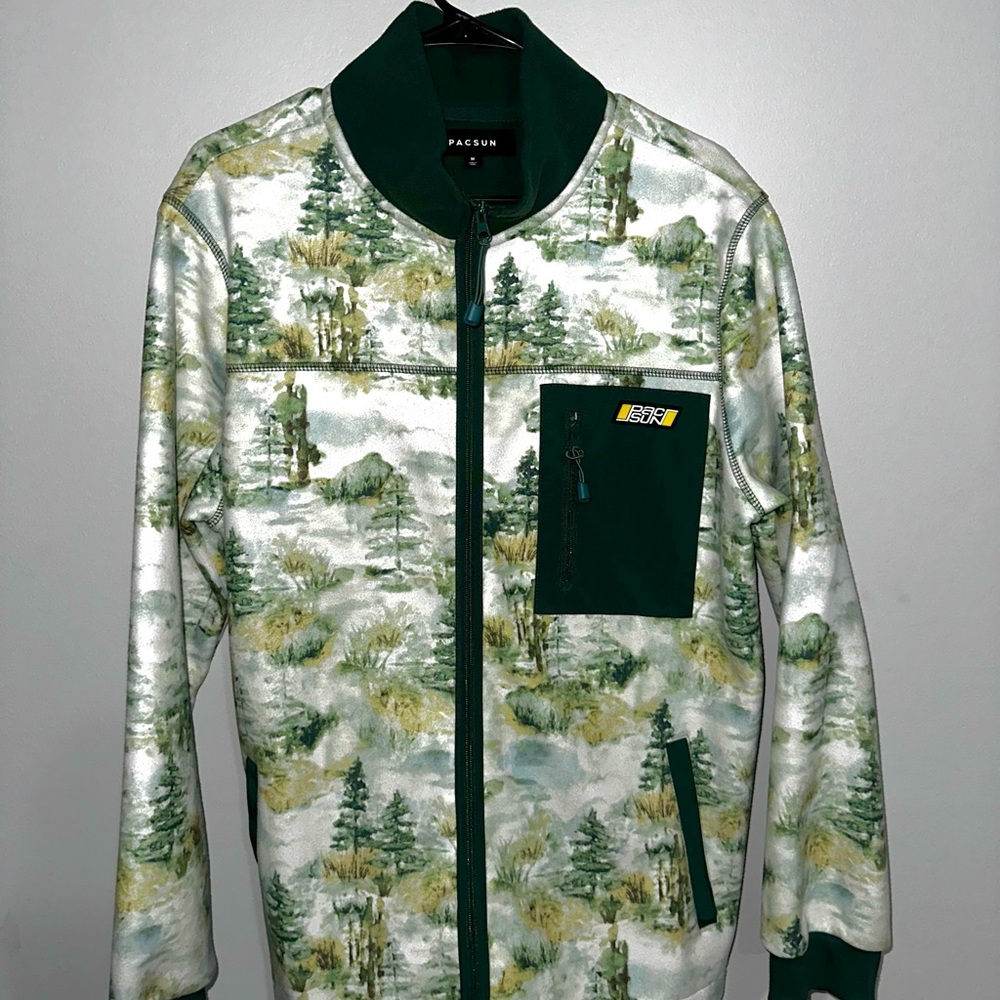 Forest print heavyweight zip-up